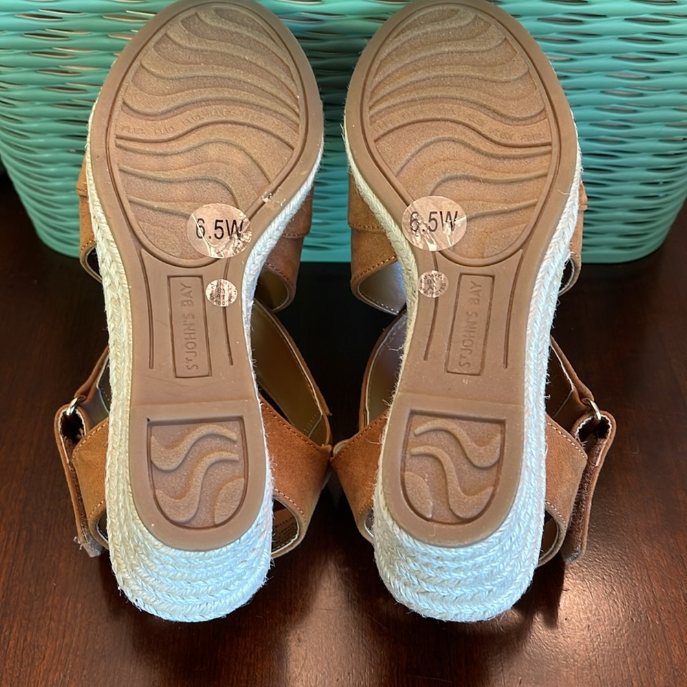 NWOT St. John's Bay Womens Lolah Wedge Sandals, Honey Ginger - SZ 6.5 WIDE - Picture 7 of 7